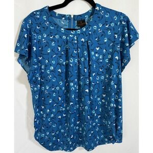 Worthington Petite XL Top Rear‎ 1/4 Zip Pullover Floral Short Sleeve